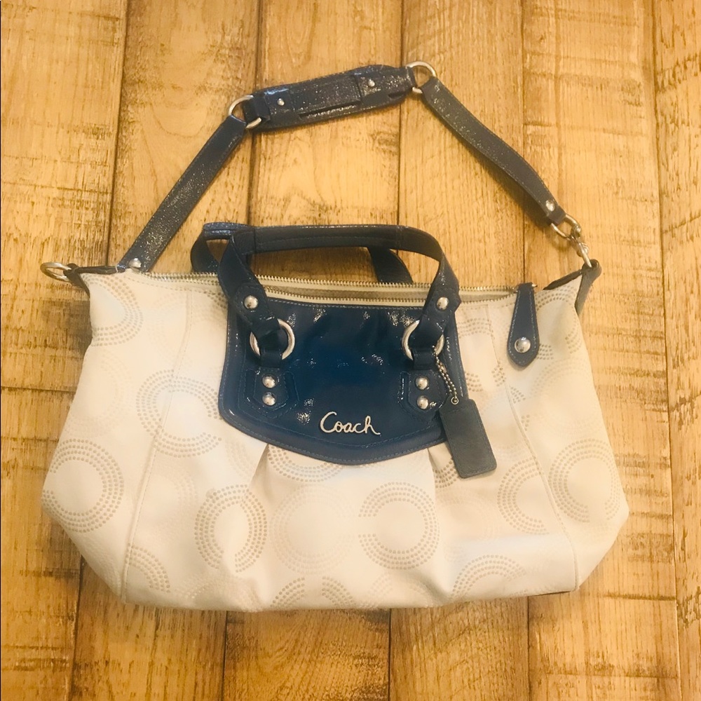 Coach bag - cream/white and navy blue purse